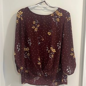 Maroon Flowered Long Sleeve